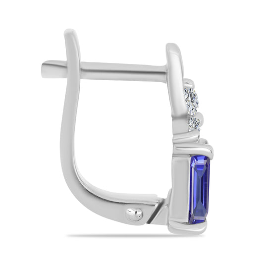 Cercei din Argint 925 ( 2.28 grame ) cu Tanzanit și Topaz Alb 1.26 Carate