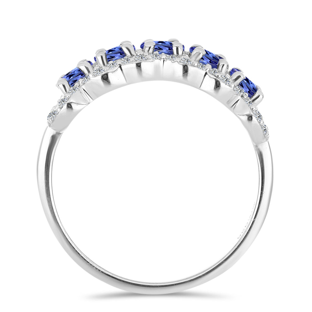 Inel din Argint 925 ( 3.35 grame ) cu Tanzanit și Topaz Alb 2.2 Carate 2 