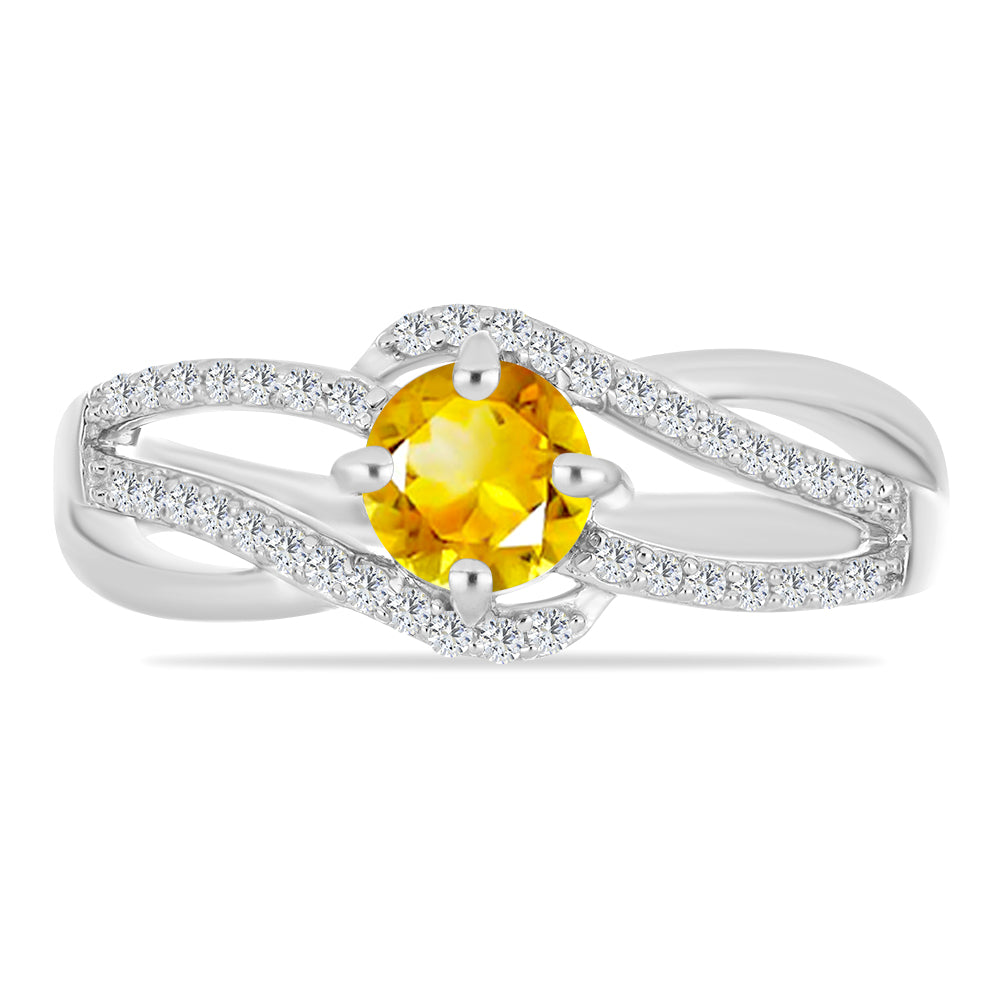 Inel din Argint 925 ( 3.81 grame ) cu Citrin Ural și Topaz Alb 1.1 Carate 2 