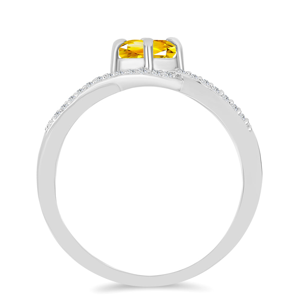 Inel din Argint 925 ( 3.81 grame ) cu Citrin Ural și Topaz Alb 1.1 Carate 3 