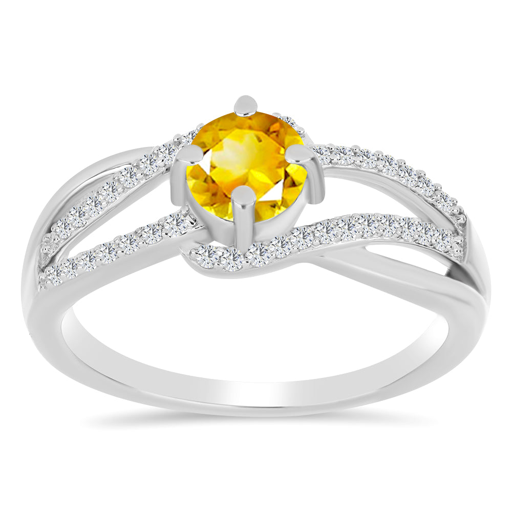 Inel din Argint 925 ( 3.81 grame ) cu Citrin Ural și Topaz Alb 1.1 Carate 1 