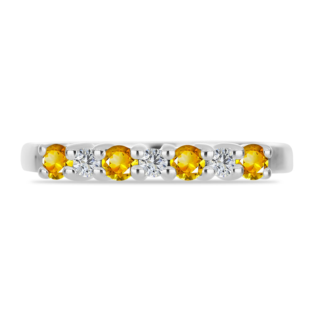 Inel din Argint 925 ( 1.83 grame ) cu Citrin Ural și Topaz Alb 0.35 Carate