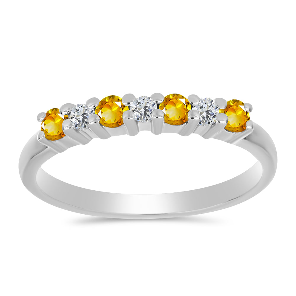 Inel din Argint 925 ( 1.83 grame ) cu Citrin Ural și Topaz Alb 0.35 Carate 1 