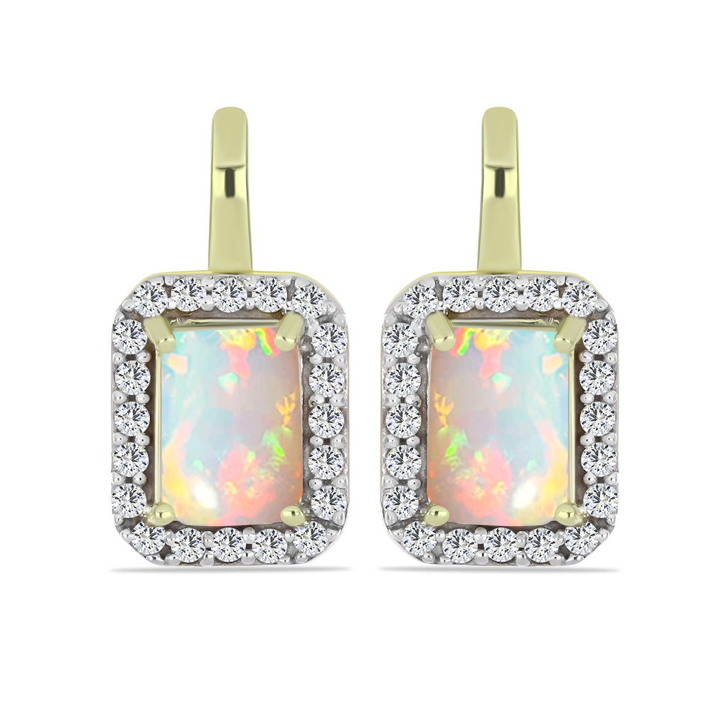 Cercei din Argint 925 Placat cu Aur ( 3.67 grame ) cu Opal Etiopian Lega Dembi și Topaz Alb 1.69 Carate