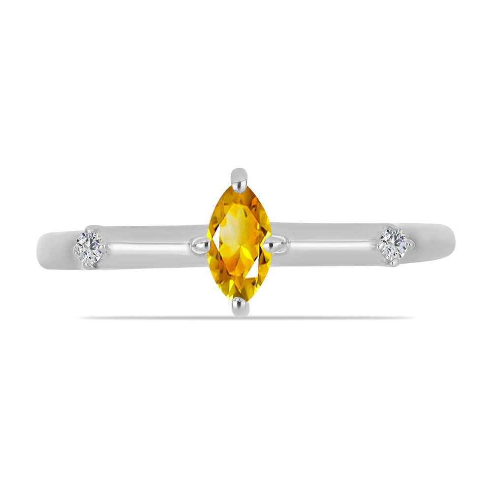 Inel din Argint 925 ( 1.58 grame ) cu Citrin Ural și Topaz Alb 0.26 Carate 2 