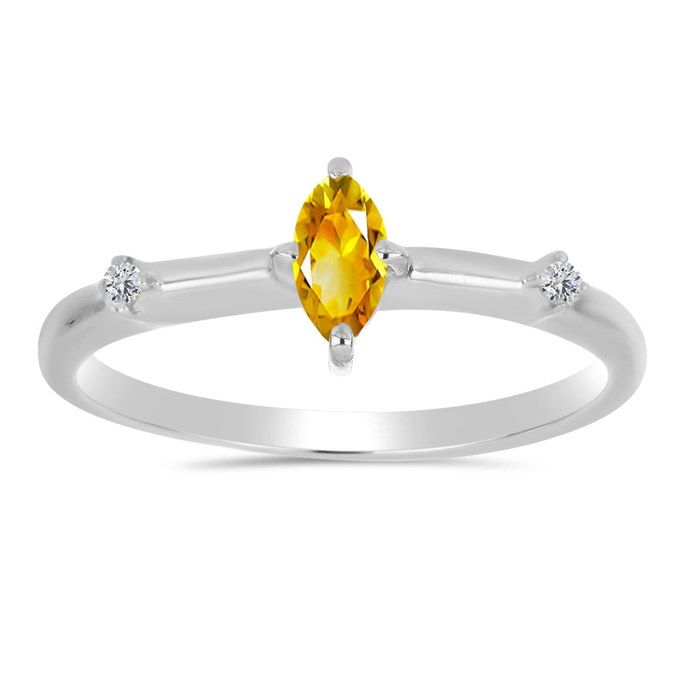 Inel din Argint 925 ( 1.58 grame ) cu Citrin Ural și Topaz Alb 0.26 Carate 1 