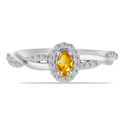 Inel din Argint 925 ( 1.98 grame ) cu Citrin Ural și Topaz Alb 0.43 Carate