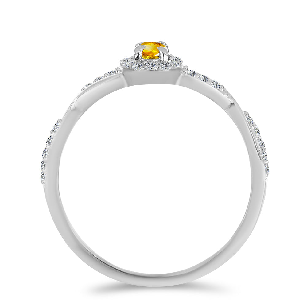 Inel din Argint 925 ( 1.98 grame ) cu Citrin Ural și Topaz Alb 0.43 Carate 3 