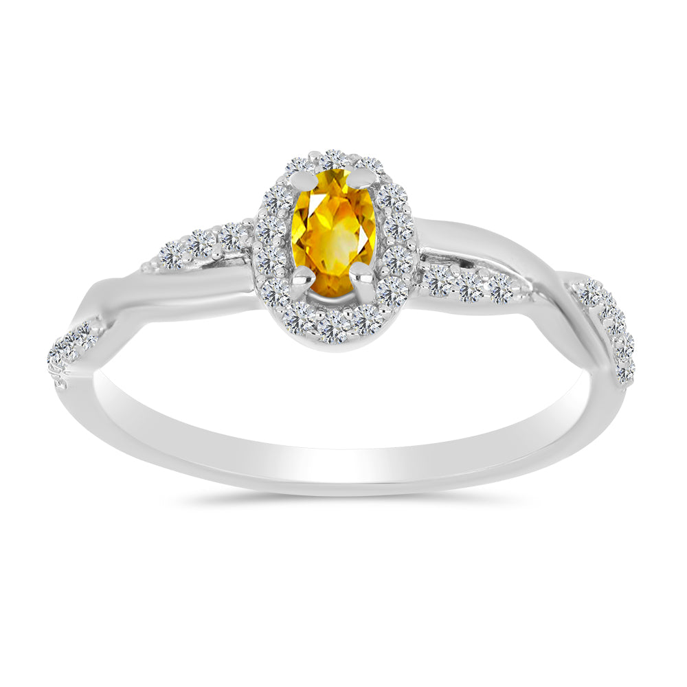 Inel din Argint 925 ( 1.98 grame ) cu Citrin Ural și Topaz Alb 0.43 Carate 1 
