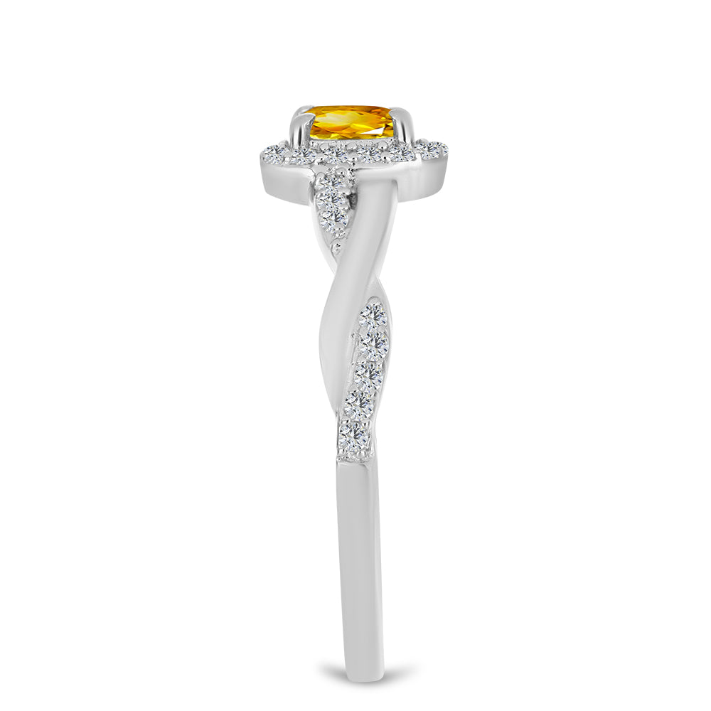 Inel din Argint 925 ( 1.98 grame ) cu Citrin Ural și Topaz Alb 0.43 Carate 4 