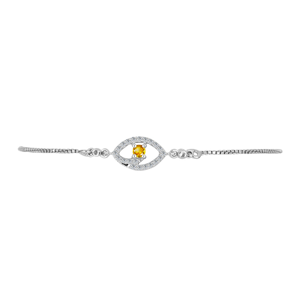 Brățară din Argint 925 ( 2.78 grame ) cu Citrin Ural și Topaz Alb 0.33 Carate 2 