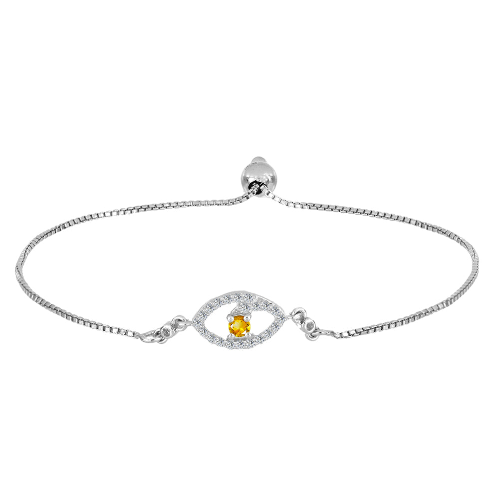 Brățară din Argint 925 ( 2.78 grame ) cu Citrin Ural și Topaz Alb 0.33 Carate 1 