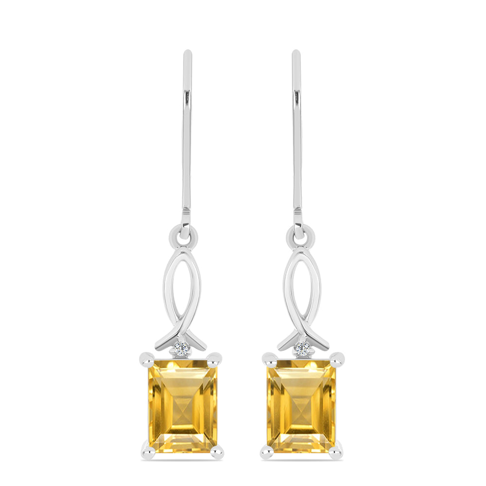 Cercei din Argint 925 ( 2.28 grame ) cu Citrin Ural și Topaz Alb 2.86 Carate