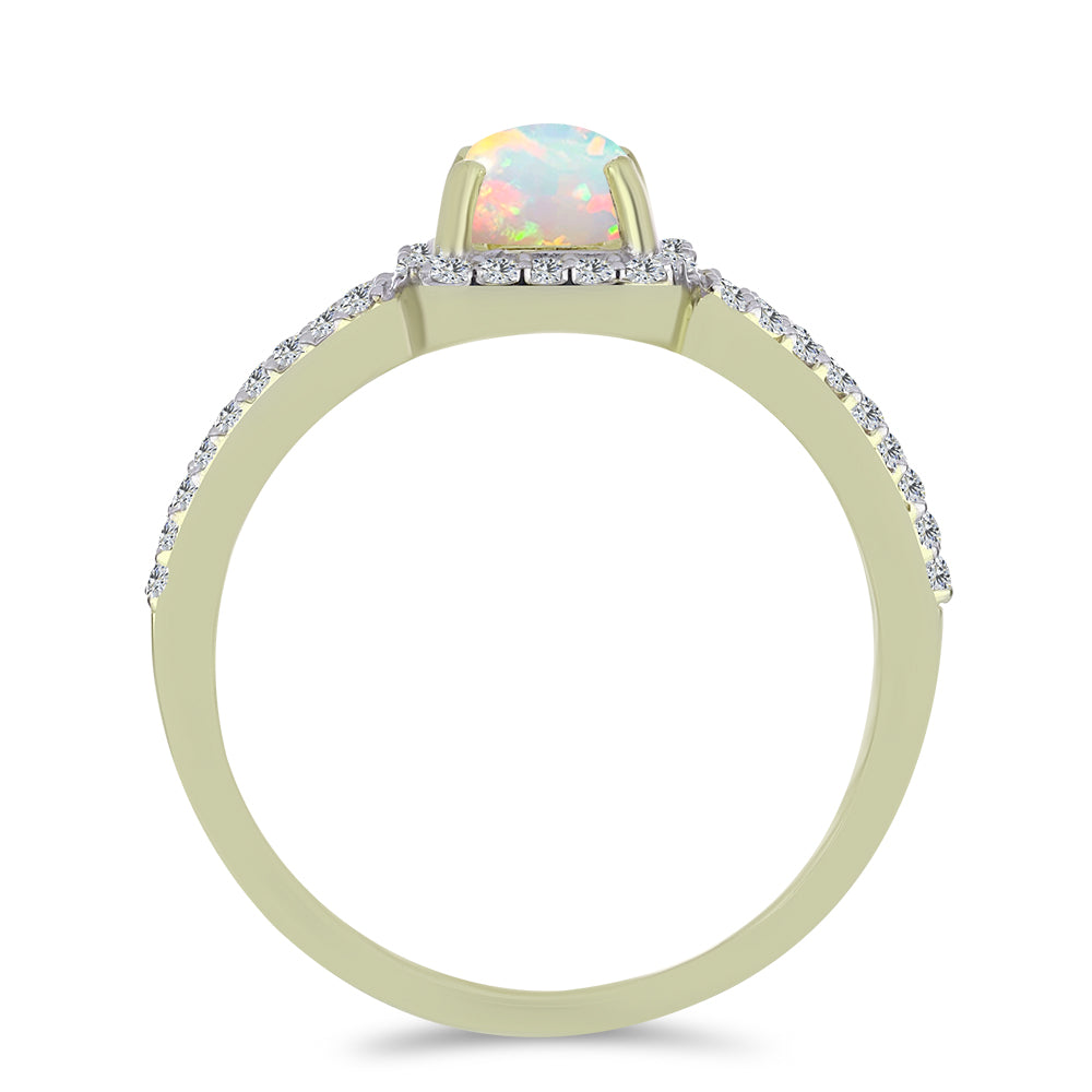 Inel din Argint 925 Placat cu Aur ( 2.83 grame ) cu Opal Etiopian Lega Dembi și Topaz Alb 1.18 Carate