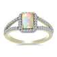 Inel din Argint 925 Placat cu Aur ( 2.83 grame ) cu Opal Etiopian Lega Dembi și Topaz Alb 1.18 Carate