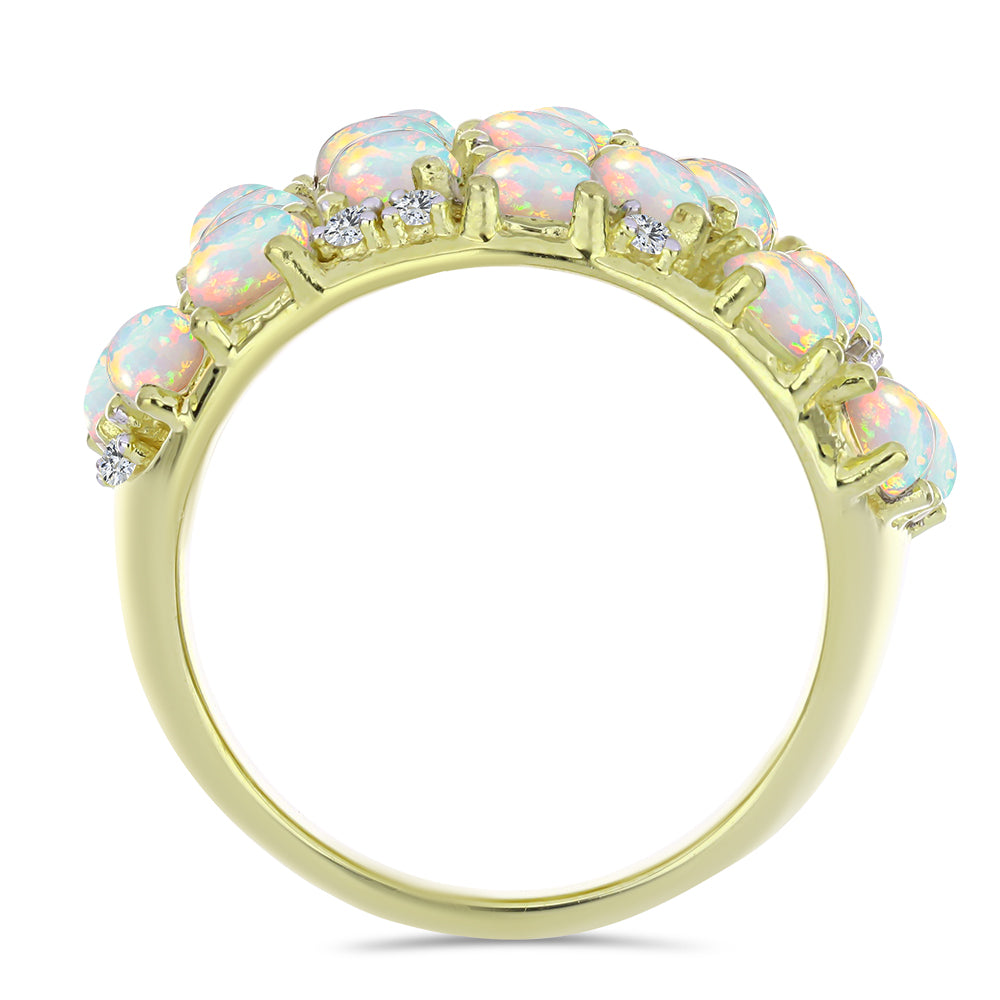 Inel din Argint 925 Placat cu Aur ( 7.73 grame ) cu Opal Etiopian Lega Dembi și Topaz Alb 3.51 Carate 2 