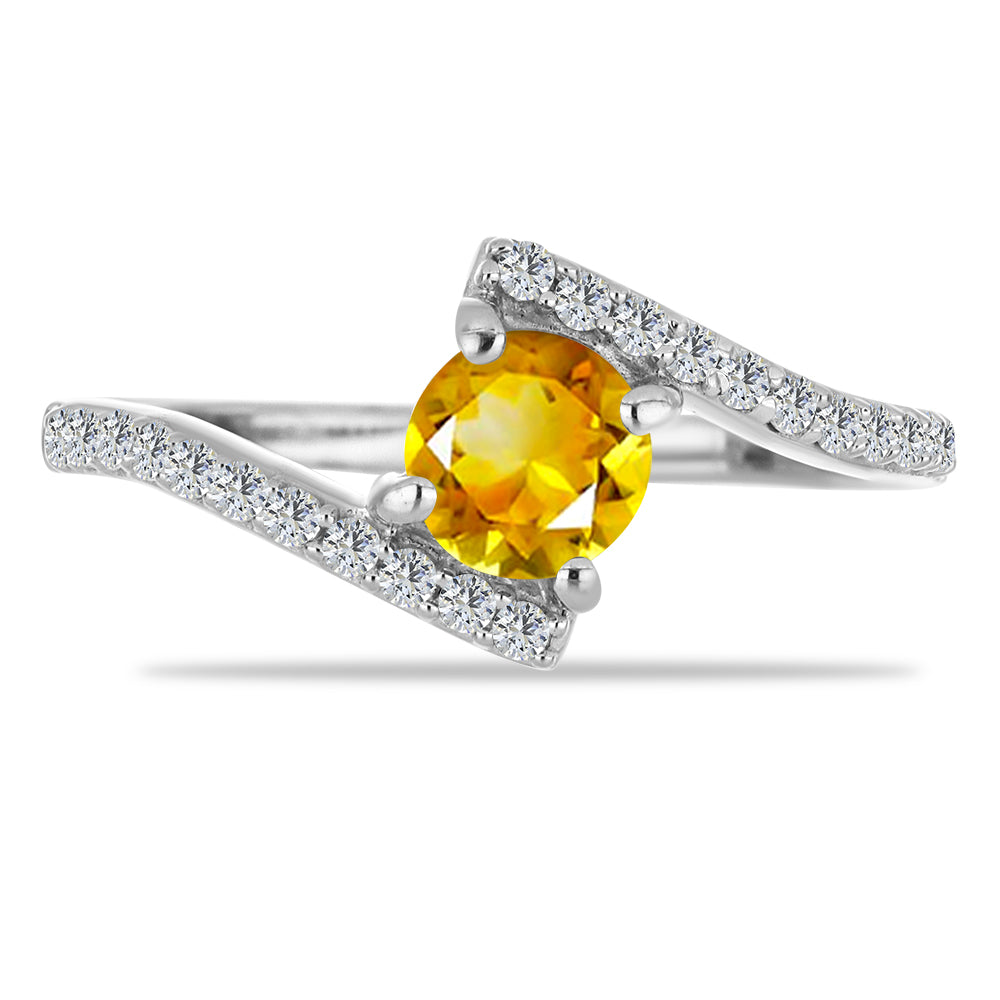 Inel din Argint 925 ( 2.03 grame ) cu Citrin Ural și Topaz Alb 0.65 Carate