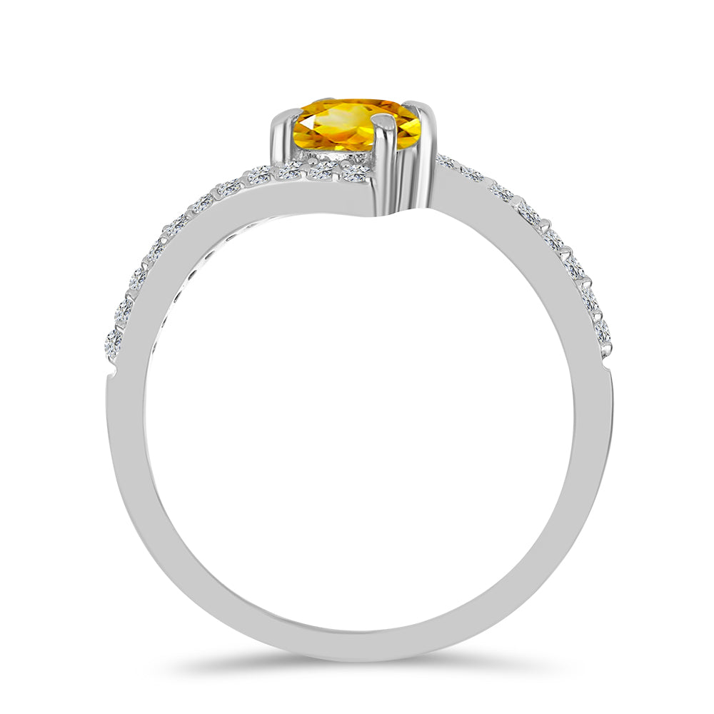 Inel din Argint 925 ( 2.03 grame ) cu Citrin Ural și Topaz Alb 0.65 Carate