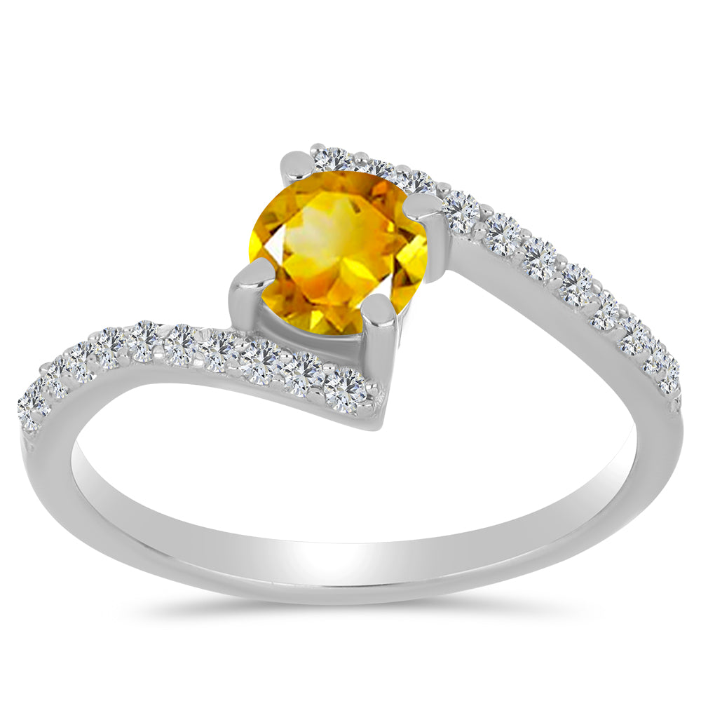 Inel din Argint 925 ( 2.03 grame ) cu Citrin Ural și Topaz Alb 0.65 Carate