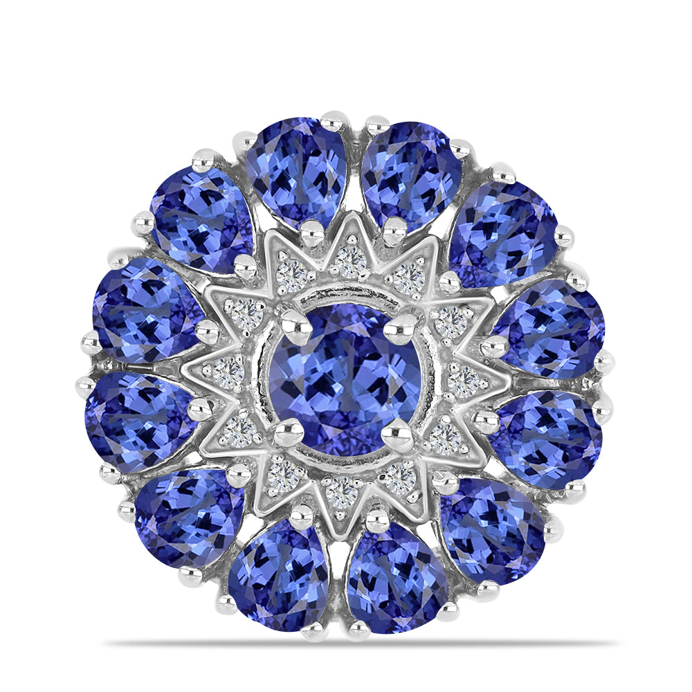 Inel din Argint 925 ( 5.58 grame ) cu Tanzanit și Topaz Alb 4.36 Carate 1 