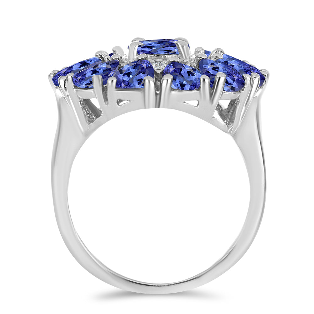 Inel din Argint 925 ( 5.58 grame ) cu Tanzanit și Topaz Alb 4.36 Carate 2 