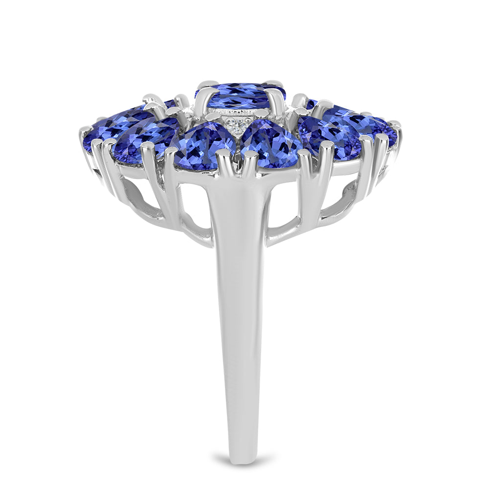 Inel din Argint 925 ( 5.58 grame ) cu Tanzanit și Topaz Alb 4.36 Carate 4 
