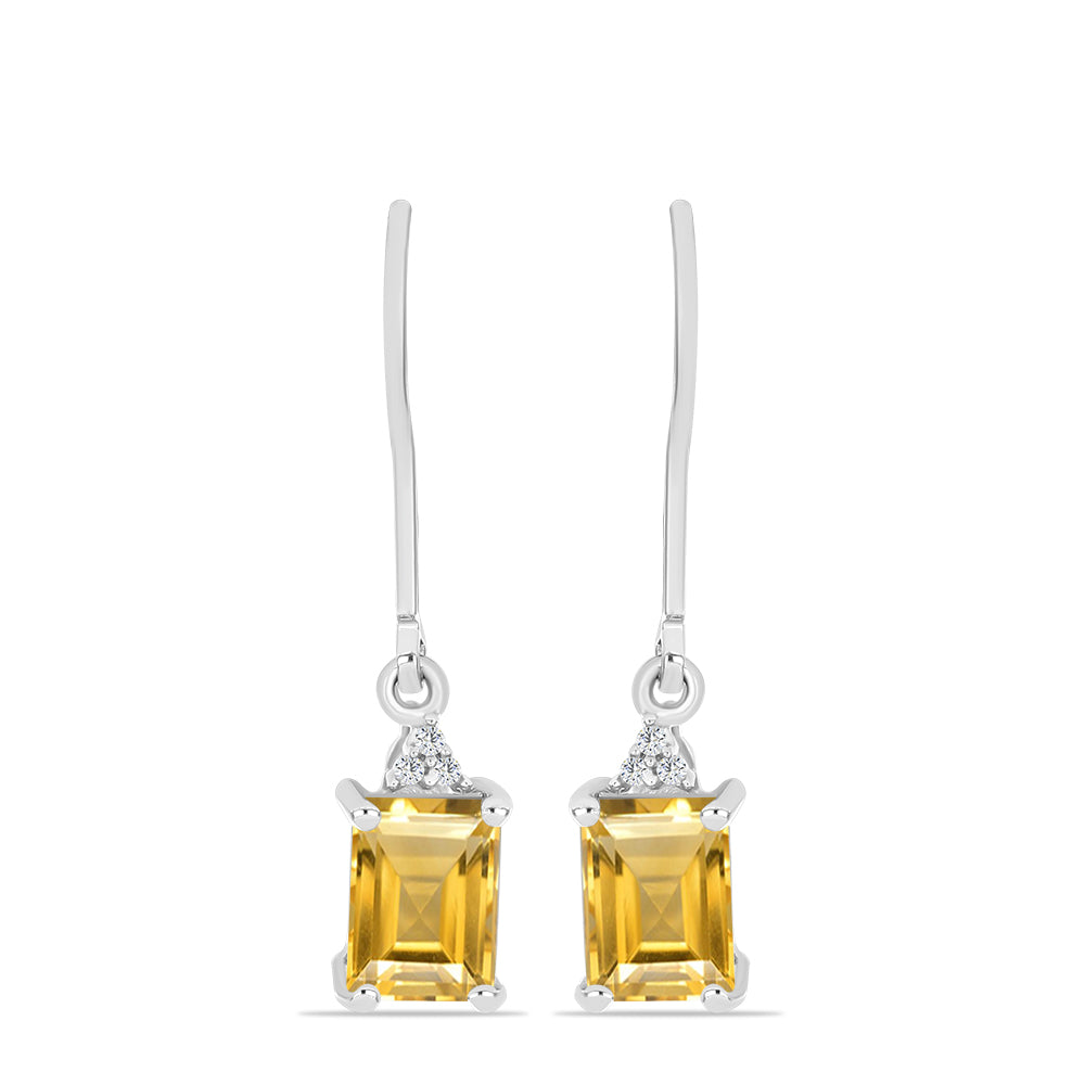 Cercei din Argint 925 ( 1.77 grame ) cu Citrin Ural și Topaz Alb 1.92 Carate 1 