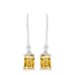 Cercei din Argint 925 ( 1.77 grame ) cu Citrin Ural și Topaz Alb 1.92 Carate