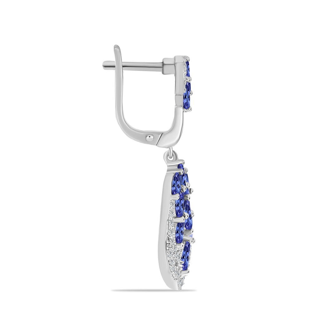 Cercei din Argint 925 ( 8.56 grame ) cu Tanzanit și Topaz Alb 4.53 Carate 2 