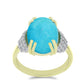 Inel din Argint 925 Placat cu Aur ( 3.43 grame ) cu Turcoaz ”Frumoasa Adormită” și Topaz Alb 5.12 Carate