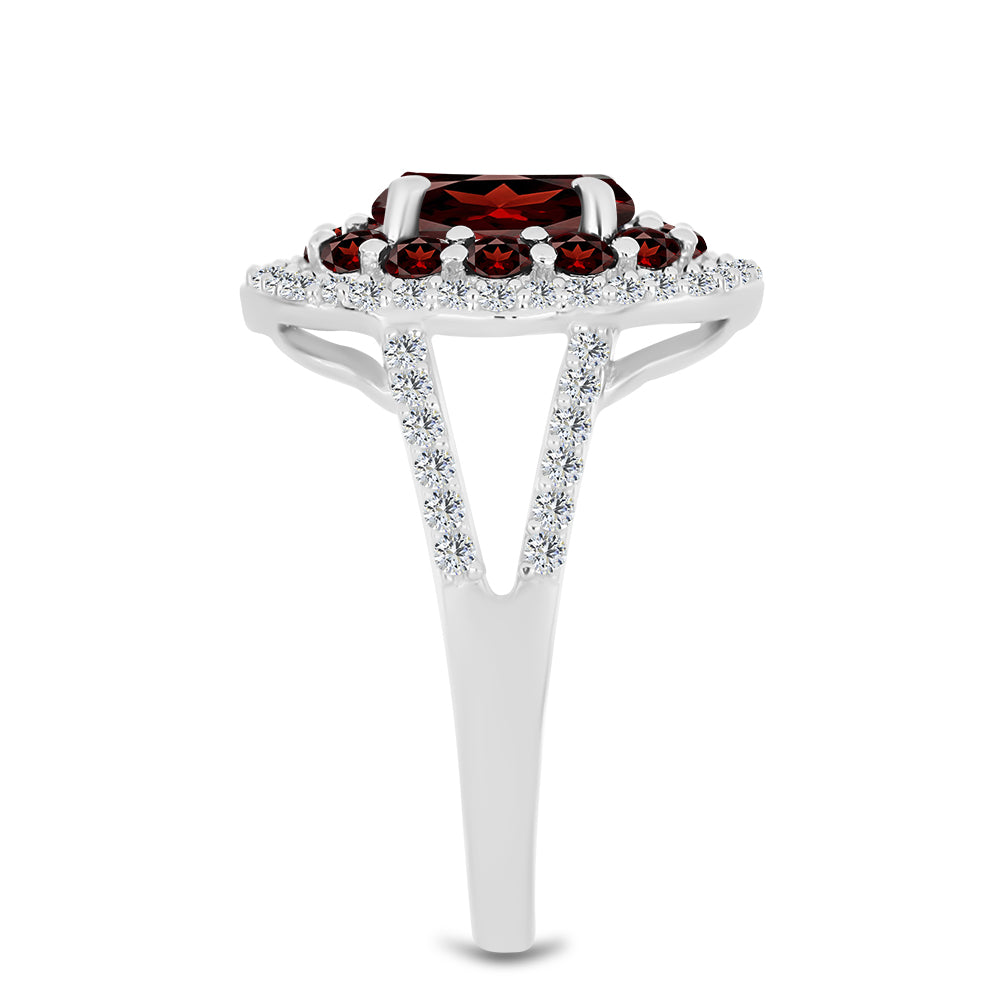 Inel din Argint 925 ( 3.56 grame ) cu Granat Barton și Topaz Alb 2.72 Carate