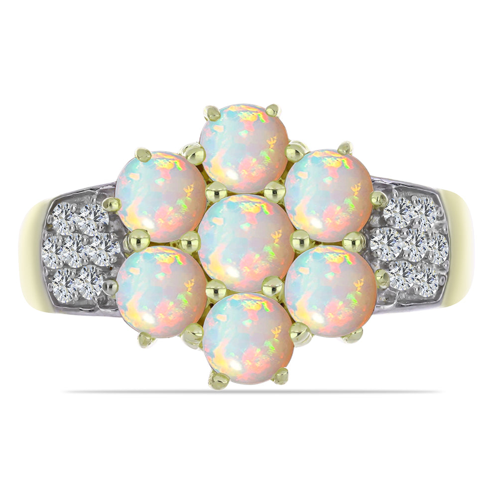 Inel din Argint 925 Placat cu Aur ( 3.38 grame ) cu Opal Etiopian Lega Dembi și Topaz Alb 1.5 Carate 1 