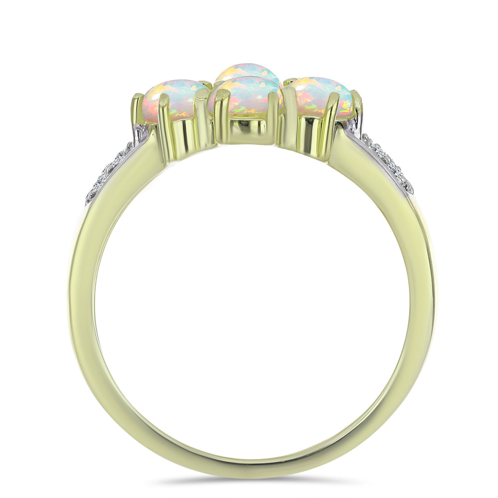 Inel din Argint 925 Placat cu Aur ( 3.38 grame ) cu Opal Etiopian Lega Dembi și Topaz Alb 1.5 Carate 2 