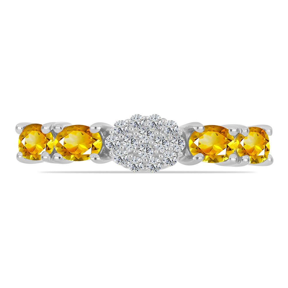 Inel din Argint 925 ( 1.94 grame ) cu Citrin Ural și Topaz Alb 0.73 Carate 2 