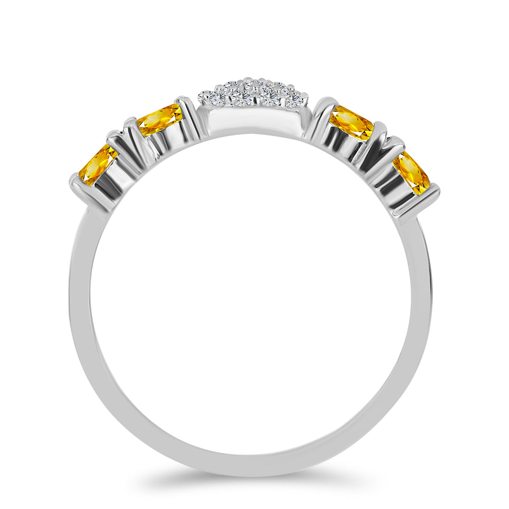 Inel din Argint 925 ( 1.94 grame ) cu Citrin Ural și Topaz Alb 0.73 Carate 3 