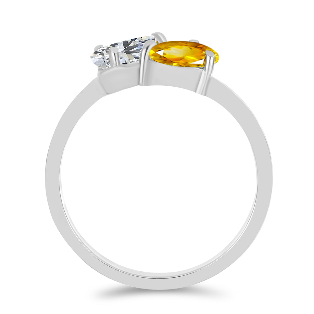 Inel din Argint 925 ( 2.28 grame ) cu Citrin Ural și Topaz Alb 1.42 Carate 3 