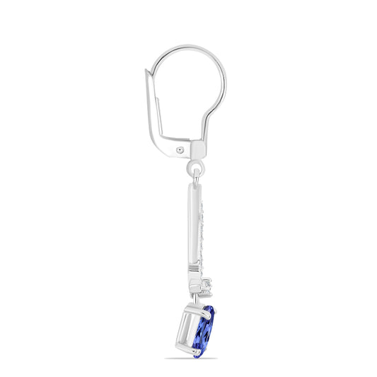 Cercei din Argint 925 ( 2.9 grame ) cu Tanzanit și Topaz Alb 1.88 Carate