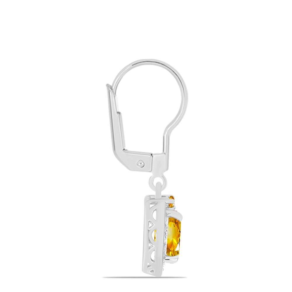 Cercei din Argint 925 ( 2.47 grame ) cu Citrin Ural și Topaz Alb 2.09 Carate