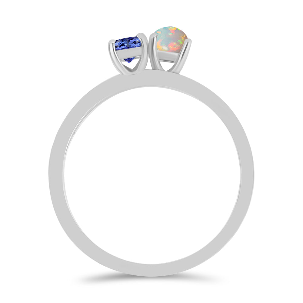 Set din Argint 925 ( 3.09 grame ) cu Tanzanit și Opal Etiopian Lega Dembi 0.51 Carate ( Inel )