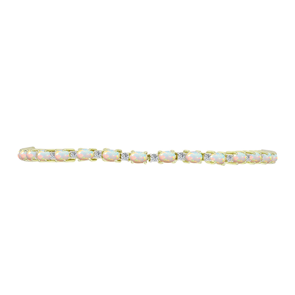 Brățară din Argint 925 Placat cu Aur ( 6.66 grame ) cu Opal Etiopian Lega Dembi și Topaz Alb 3.48 Carate 2 