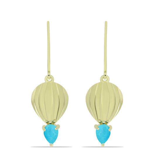 Cercei din Argint 925 Placat cu Aur ( 4.04 grame ) cu Turcoaz ”Frumoasa Adormită” 0.76 Carate