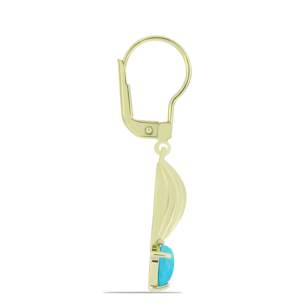 Cercei din Argint 925 Placat cu Aur ( 4.04 grame ) cu Turcoaz ”Frumoasa Adormită” 0.76 Carate