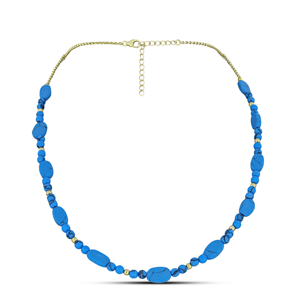 Colier din Argint 925 Placat cu Aur ( 2.17 grame ) cu Turcoaz ”Frumoasa Adormită” 34.14 Carate