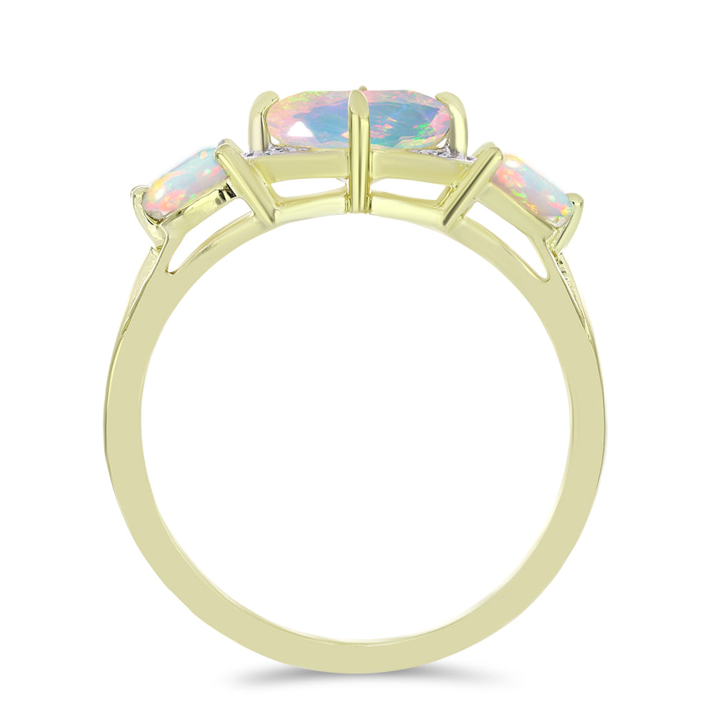 Inel din Argint 925 Placat cu Aur ( 2.92 grame ) cu Opal Etiopian Lega Dembi și Topaz Alb 1.29 Carate 2 