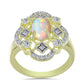 Inel din Argint 925 Placat cu Aur ( 4.34 grame ) cu Opal Etiopian Lega Dembi și Topaz Alb 1.44 Carate