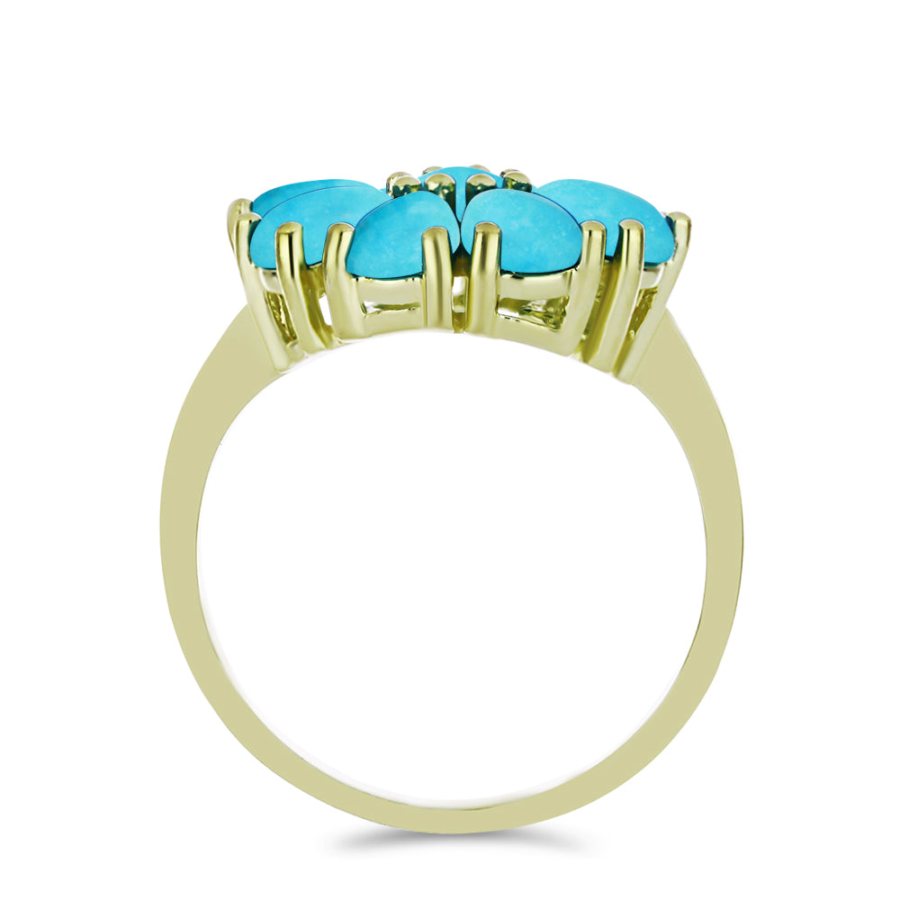 Inel din Argint 925 Placat cu Aur ( 3.91 grame ) cu Turcoaz ”Frumoasa Adormită” 3.35 Carate 2 