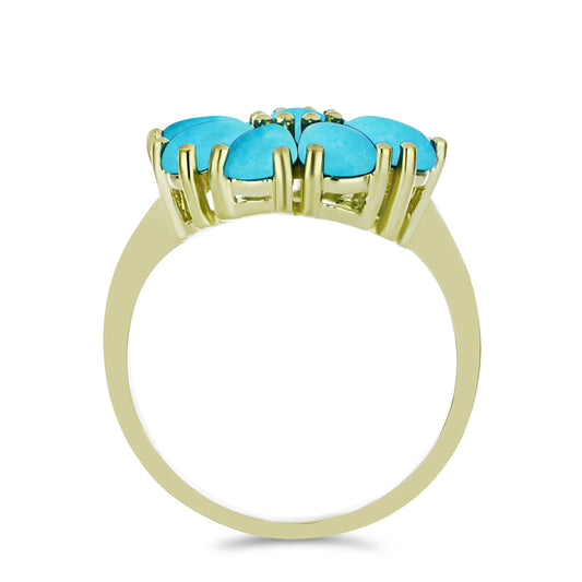 Inel din Argint 925 Placat cu Aur ( 3.91 grame ) cu Turcoaz ”Frumoasa Adormită” 3.35 Carate