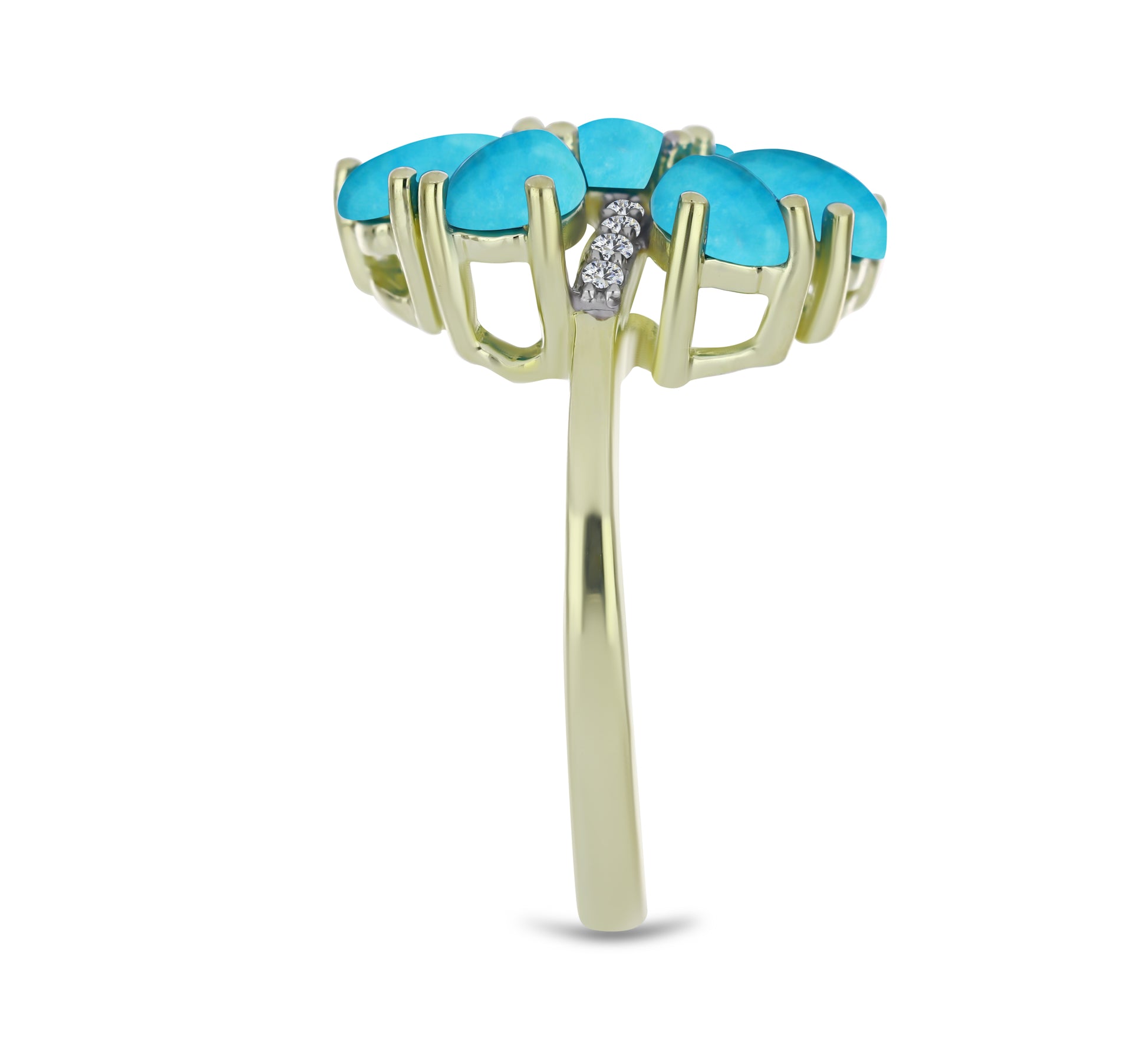 Inel din Argint 925 Placat cu Aur ( 3.91 grame ) cu Turcoaz ”Frumoasa Adormită” 3.35 Carate 4 