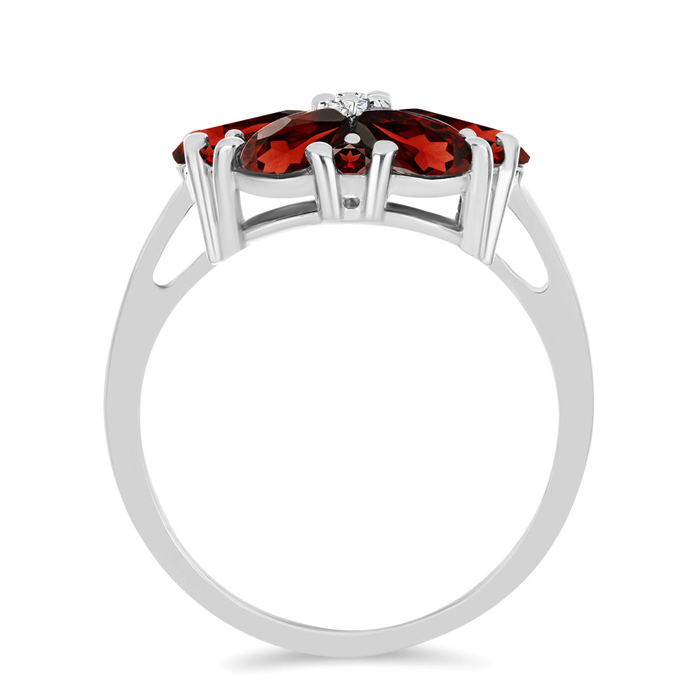 Inel din Argint 925 ( 3.86 grame ) cu Granat Barton și Topaz Alb 5 Carate