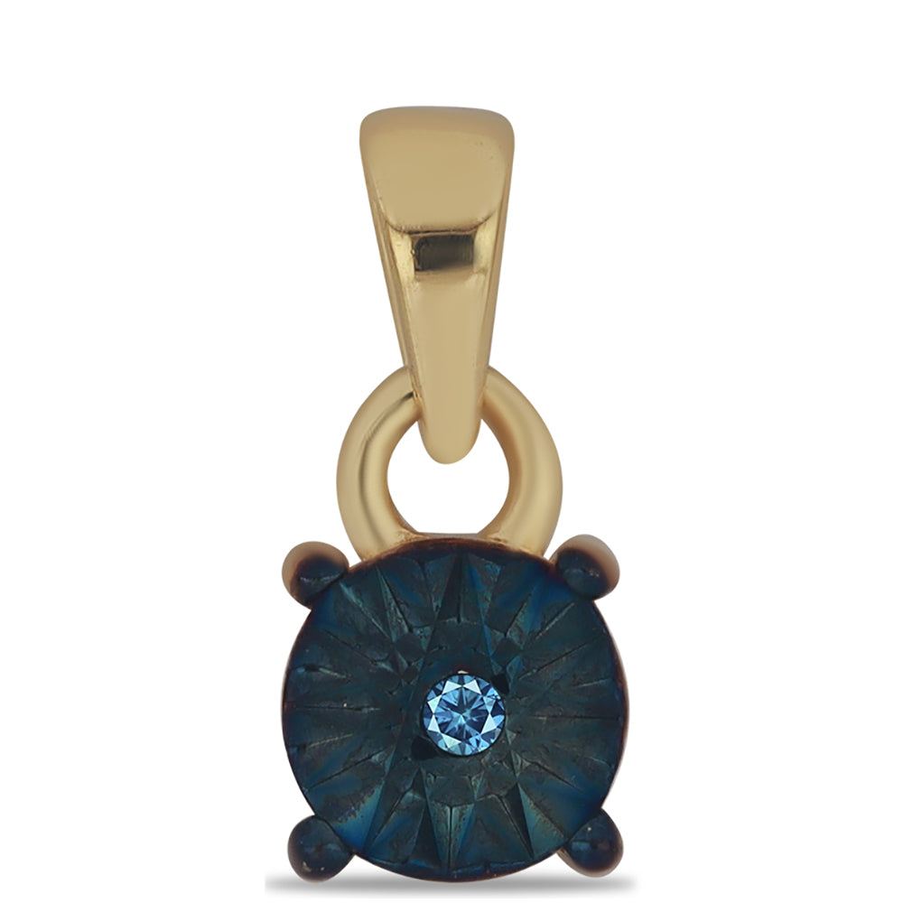 Pandantiv din Argint 925 Placat cu Aur ( 0.66 grame ) cu Diamant Albastru 0.01 Carate 1 